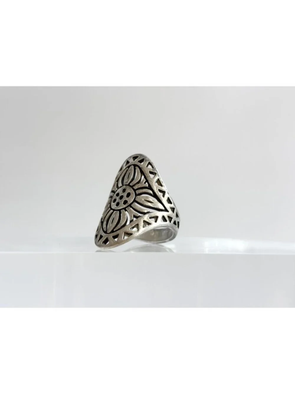RARE James Avery Flor De Sol Sunflower Sterling Silver 925 Vintage Ring - sz 8